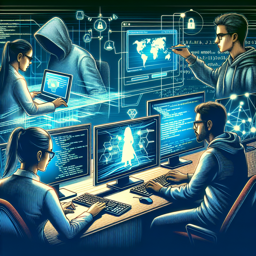 **Alt Text:** "Illustration of hackers exploiting vulnerabilities in payment systems, showcasing a computer screen with code, a credit card being compromised, and cybersecurity icons representing threats."